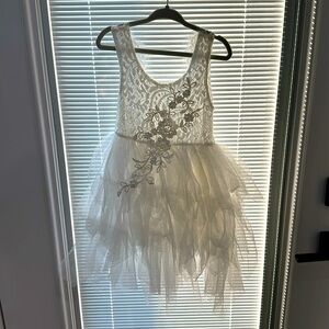2 Bunnies Girl Peony Lace Back A-Line Tiered Tutu Tulle Party Flower Girl‎ Dress